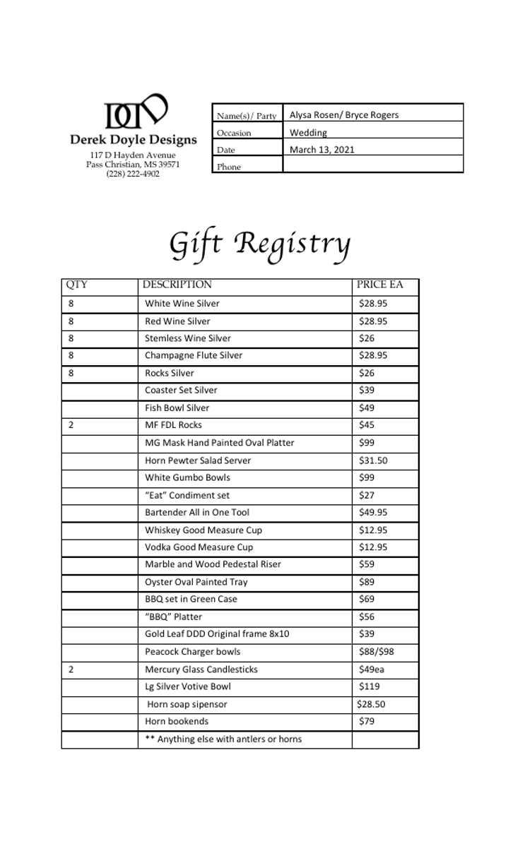 Rogers & Rosen Registry